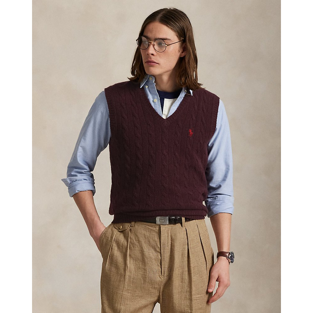 'Cable-Knit Wool-Cashmere Sweater Vest' pour Hommes