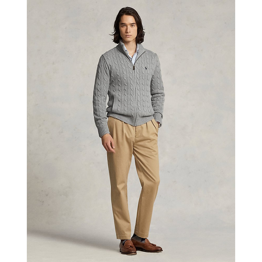 'Cable-Knit Cotton Full-Zip Sweater' pour Hommes