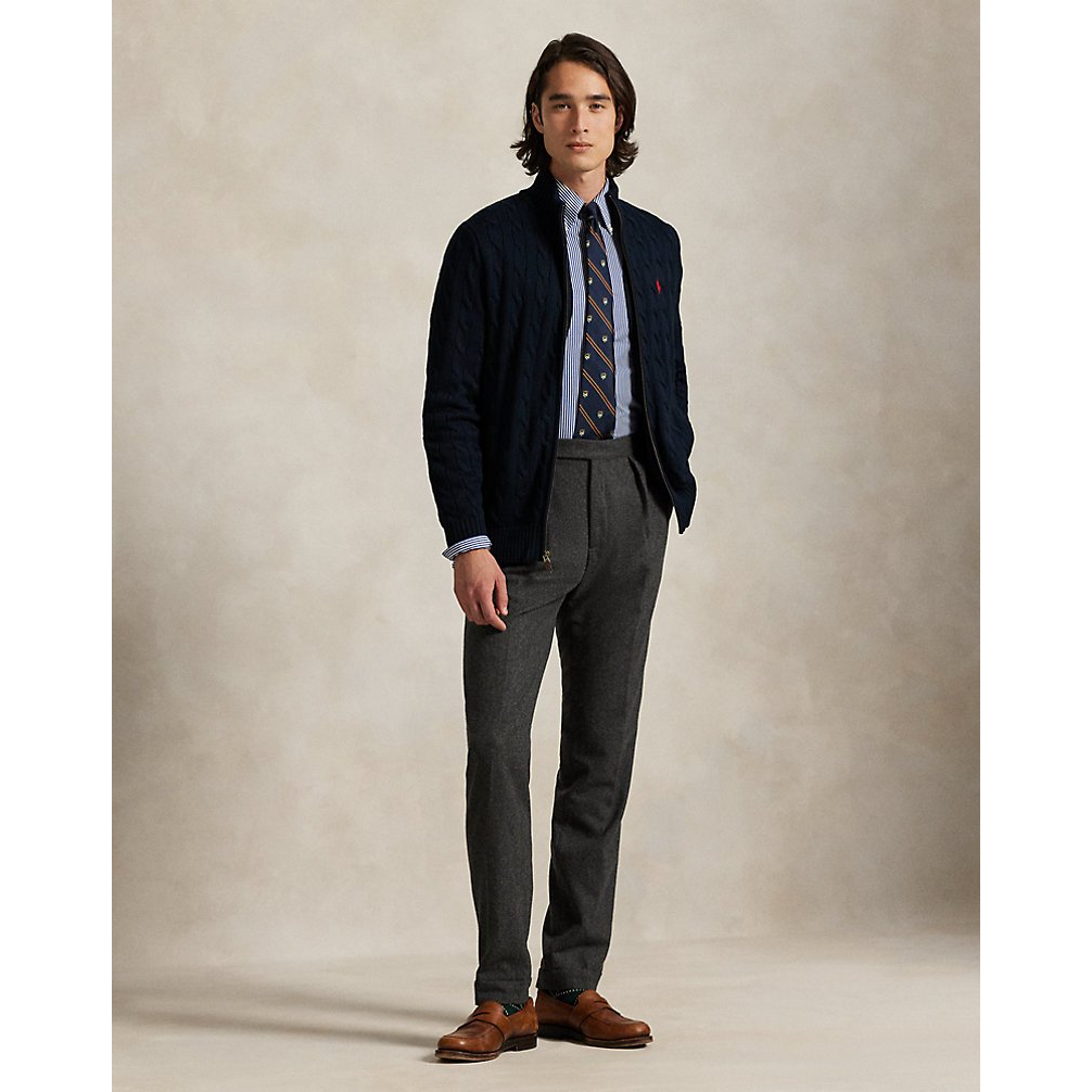 'Cable-Knit Cotton Full-Zip Sweater' pour Hommes