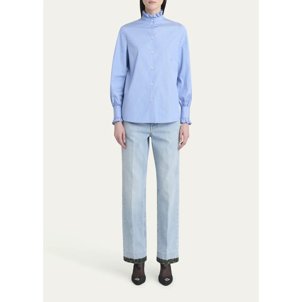 Jeans 'Floral-Hem Embroidered' pour Femmes