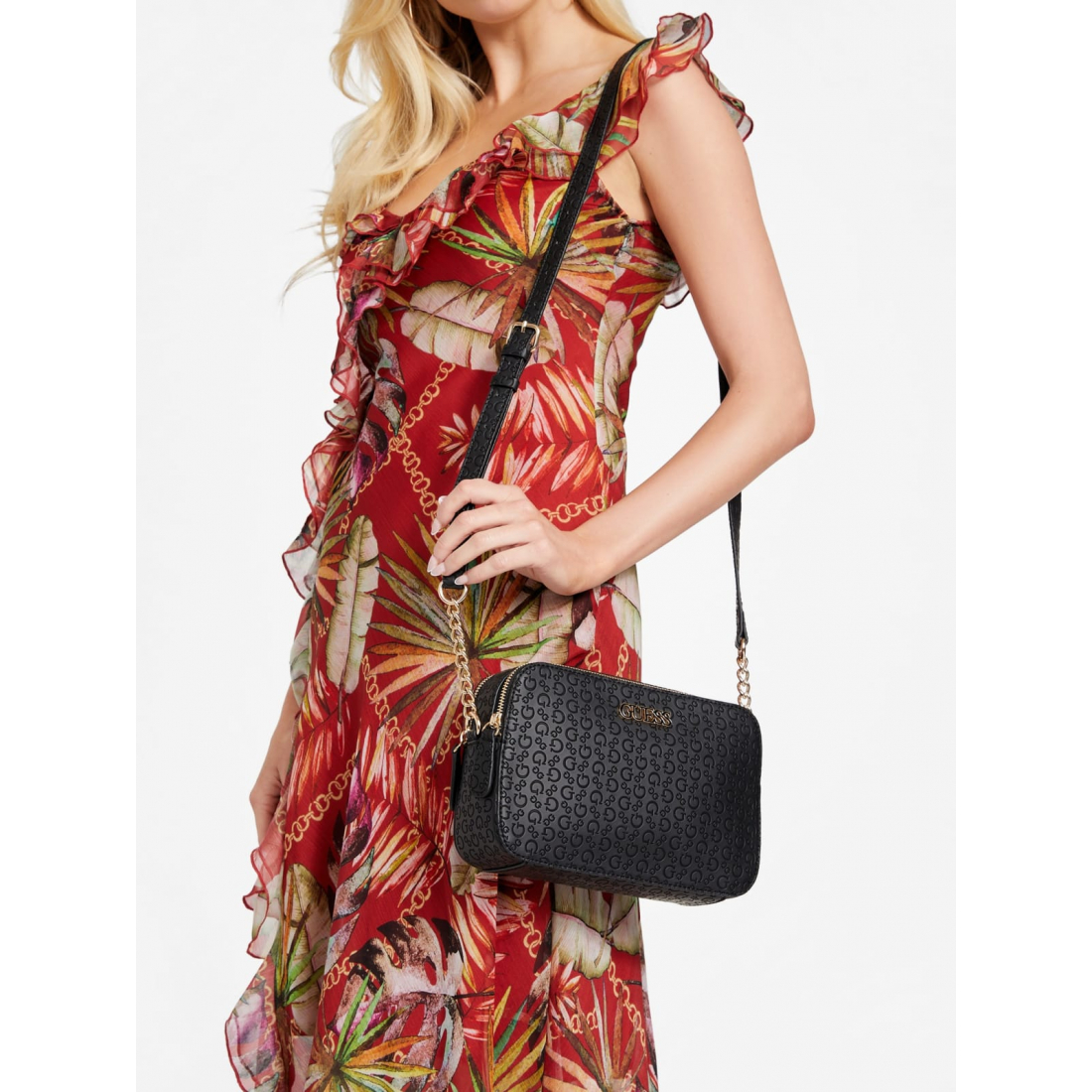 'Zakaria Debossed Logo Double-Zip Crossbody' pour Femmes