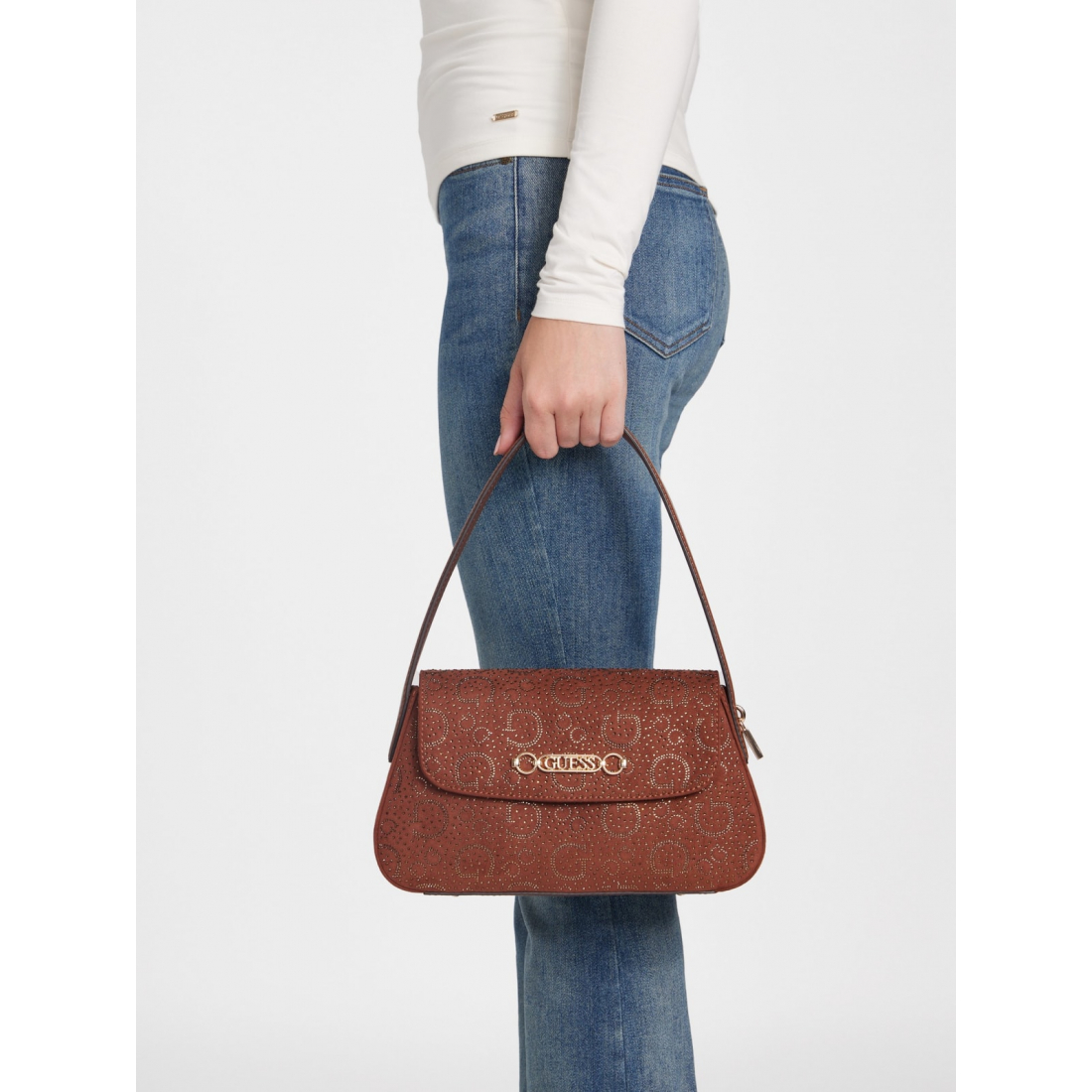 Women's 'Avelina Rhinestone Logo Shoulder Bag'