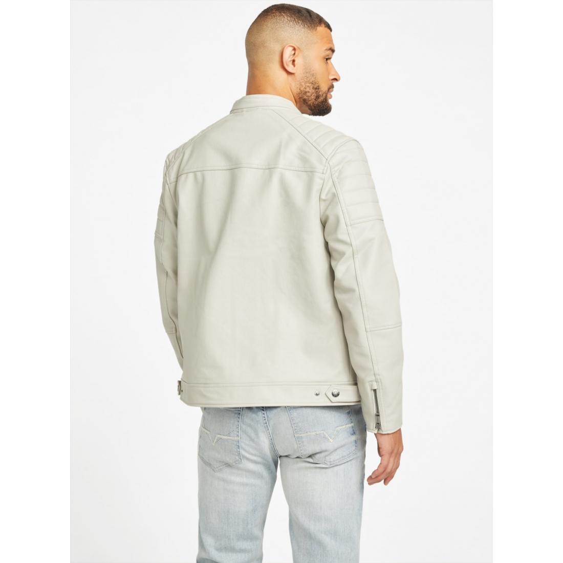 'Davino Faux-Leather Hooded Moto Jacket' pour Hommes