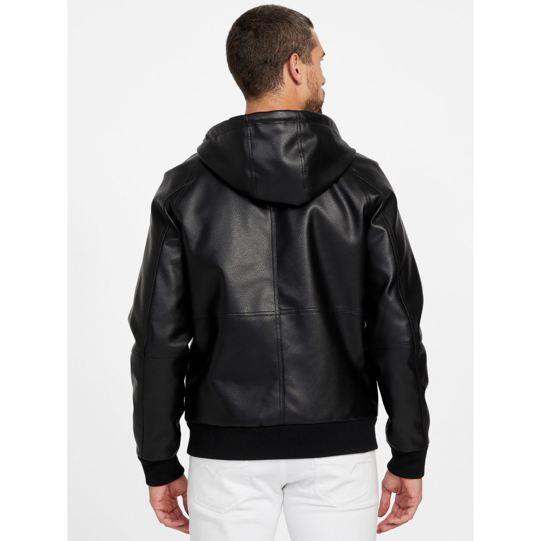 'Kevin Faux-Leather Hoodie' für Herren