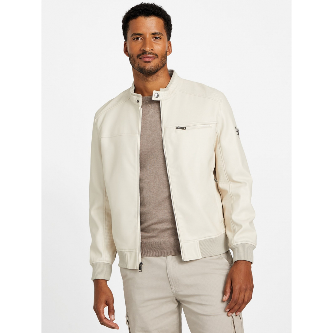 'Faris Faux-Leather Biker Jacket' für Herren