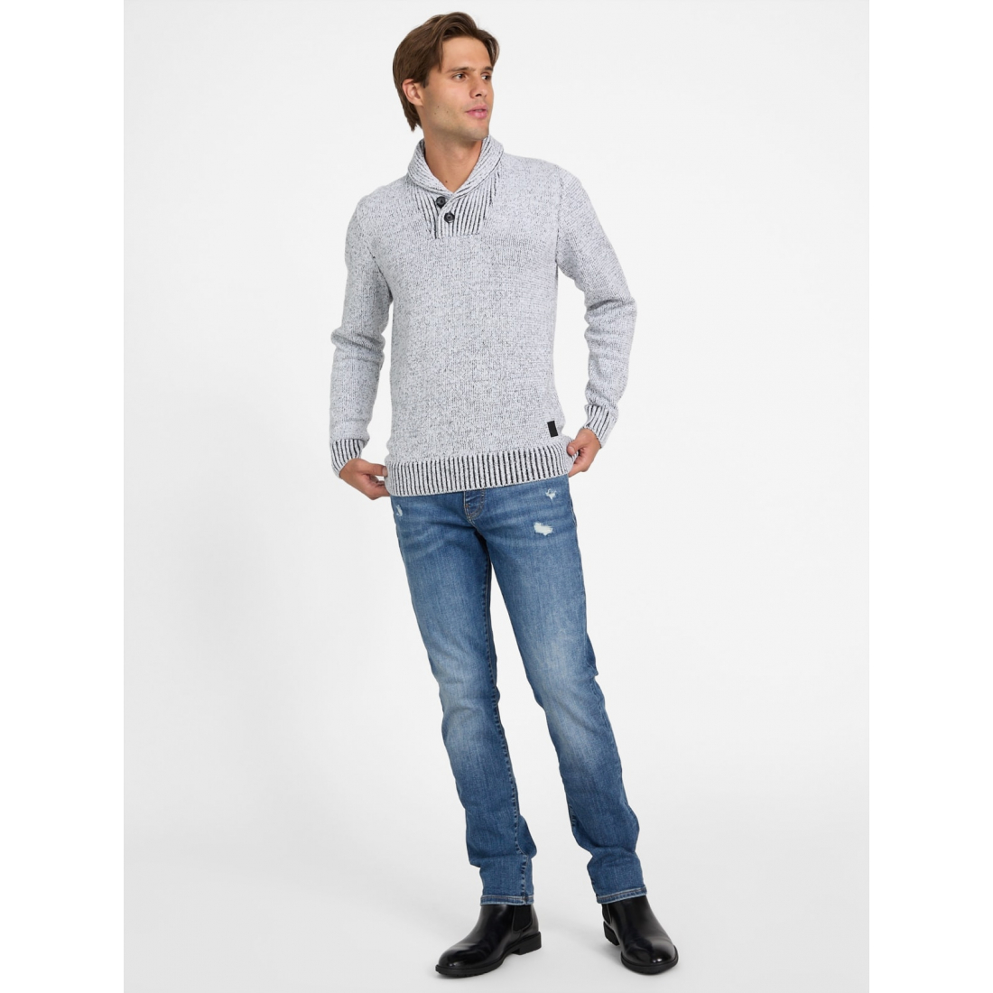 'Leo Marled Shawl Sweater' pour Hommes
