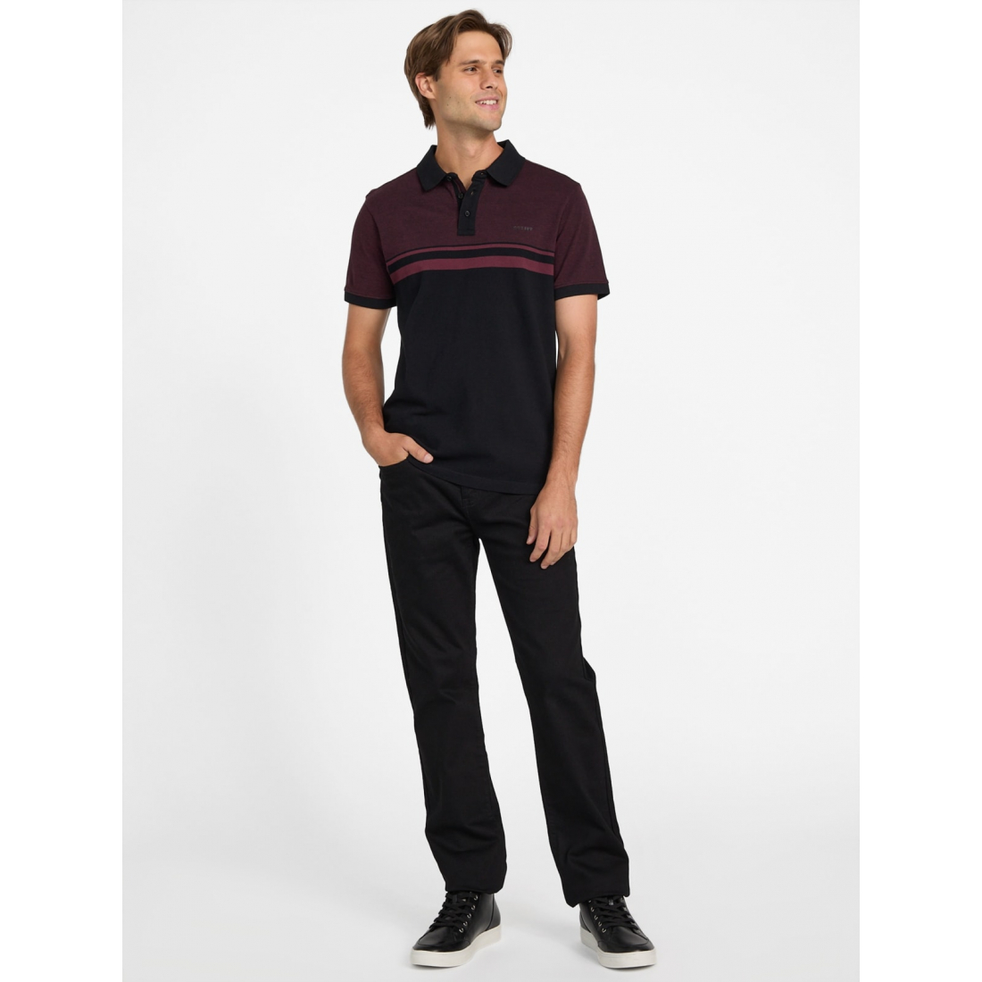 'Teo Color-Block Striped Polo' pour Hommes