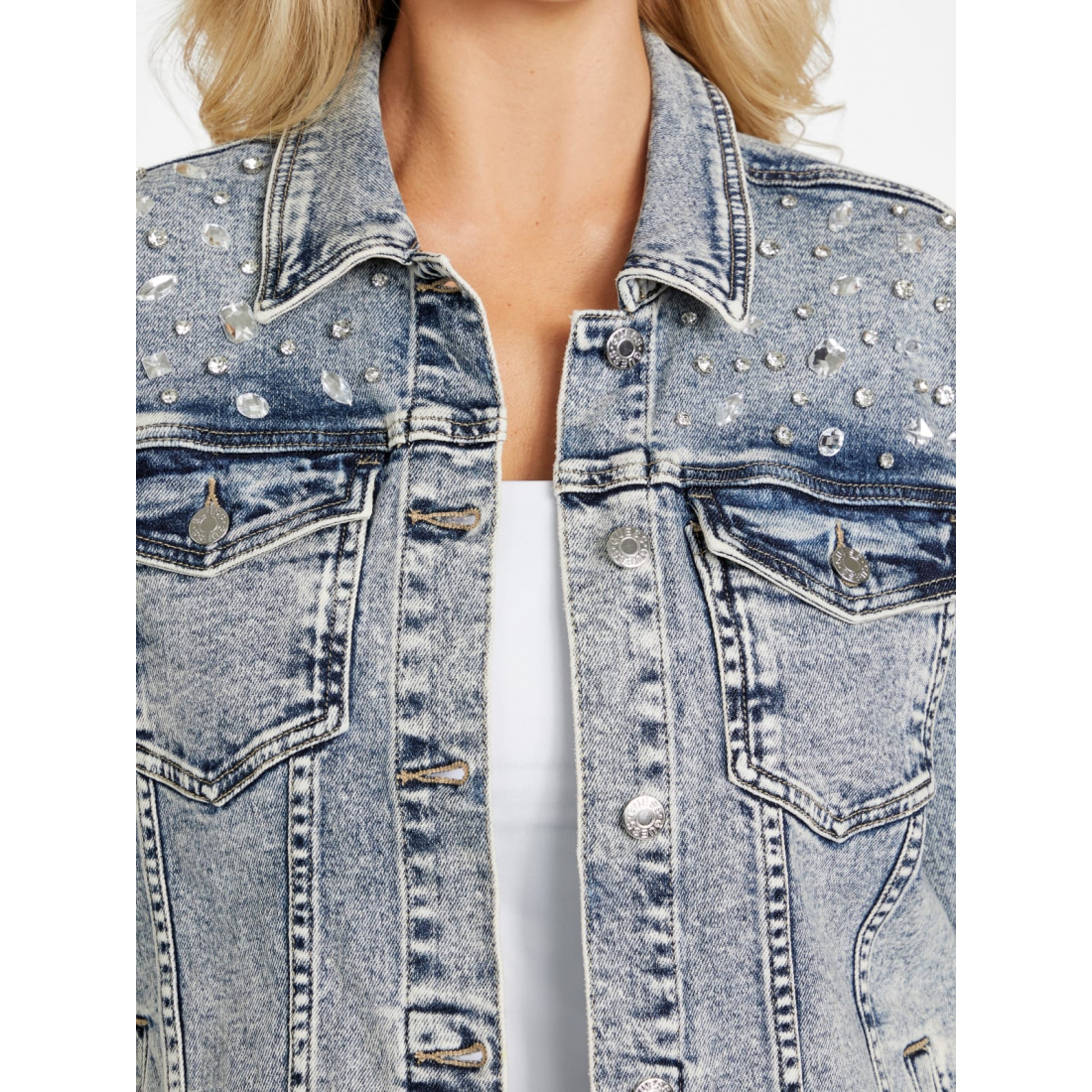 'Arielle Embellished Denim Jacket' pour Femmes