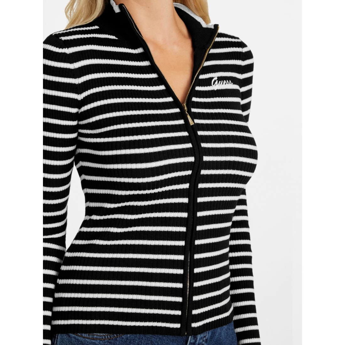 'Zinnia Striped Zip Sweater' pour Femmes