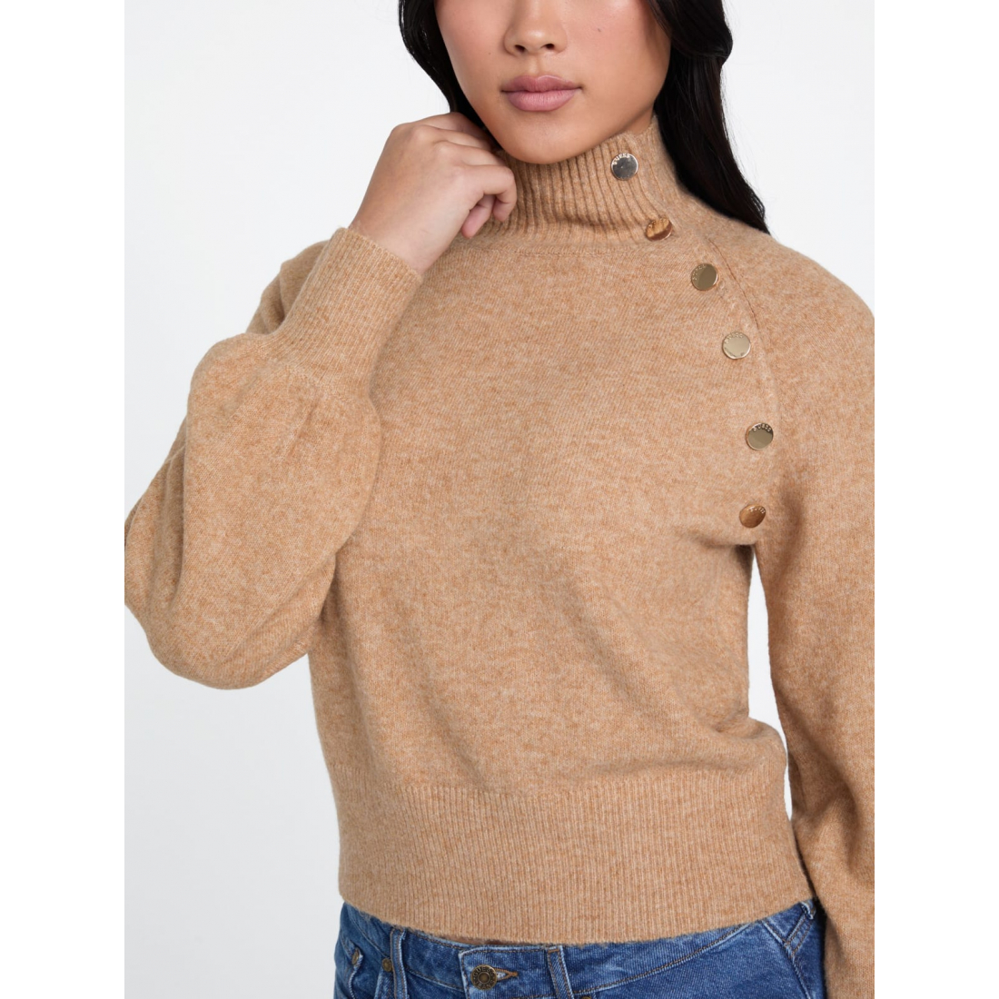 'Angela Asymmetrical Button Sweater' für Damen