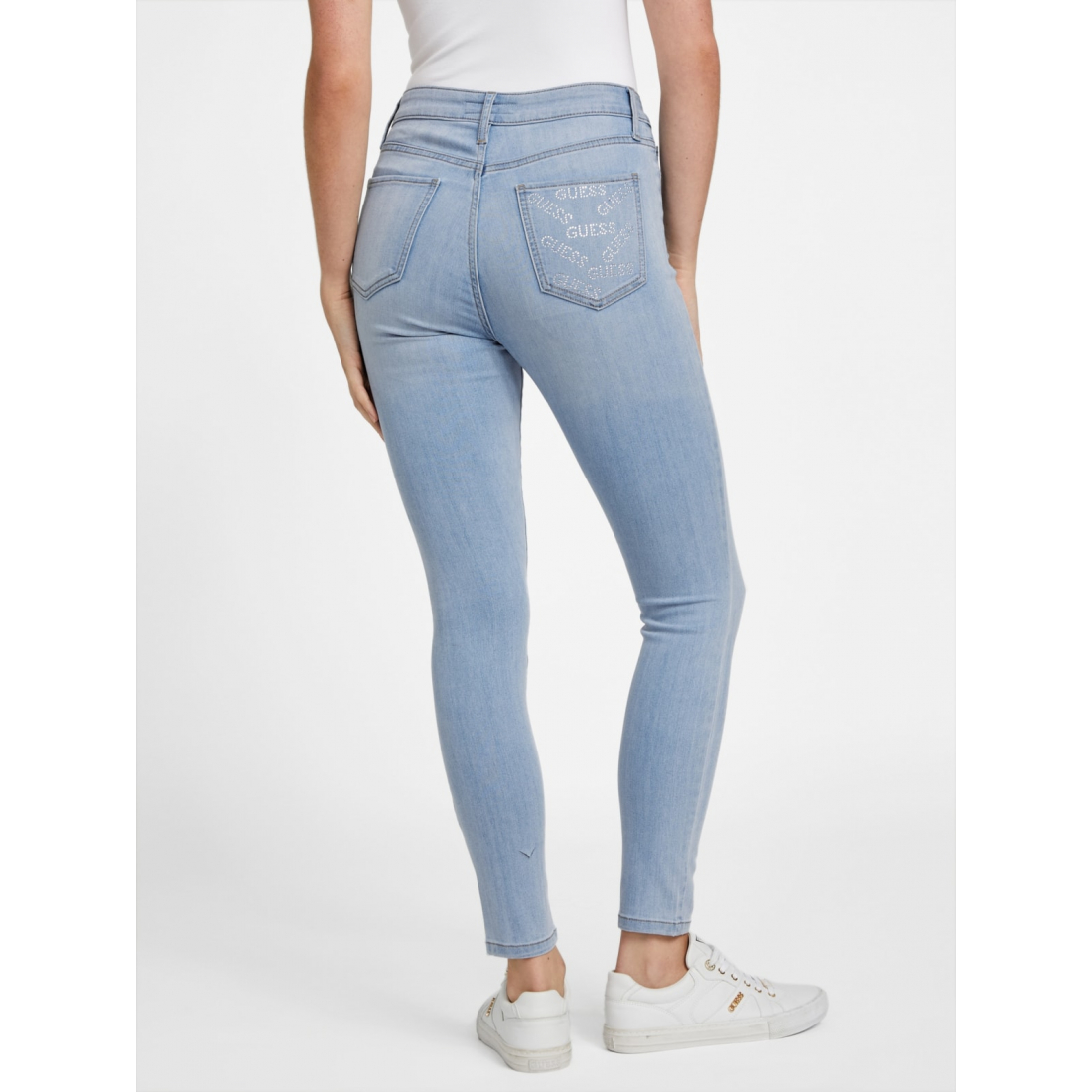 'Eco Carina Mid-Rise Bling Pocket Skinny Jeans' pour Femmes