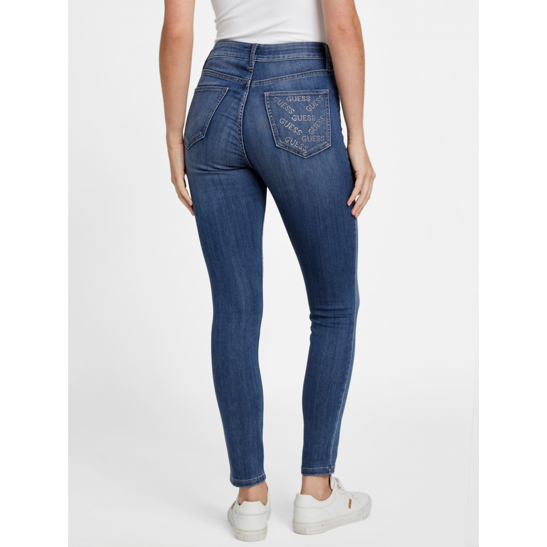 'Eco Carina Mid-Rise Bling Pocket Skinny Jeans' pour Femmes