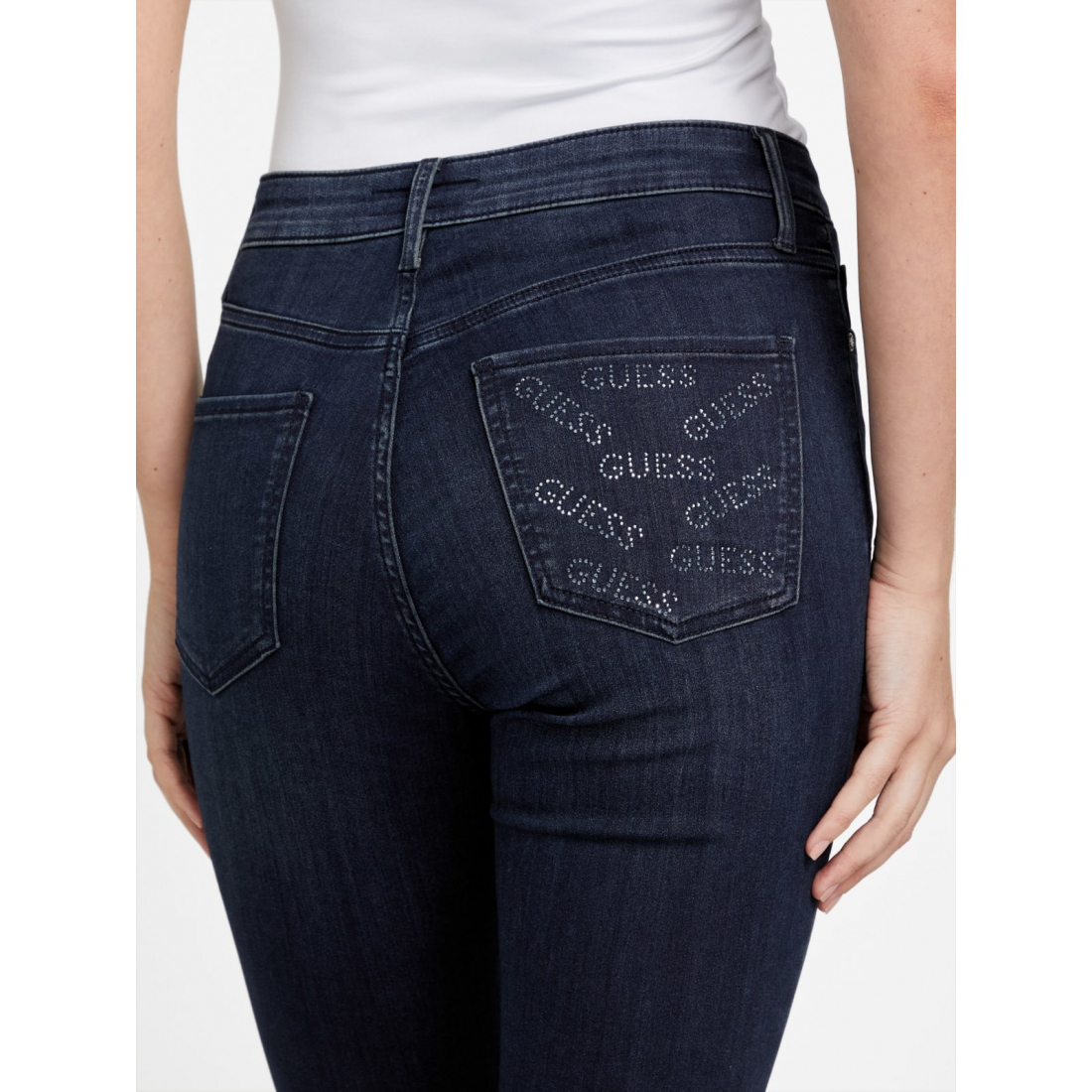 'Eco Carina Mid-Rise Bling Pocket Skinny Jeans' pour Femmes