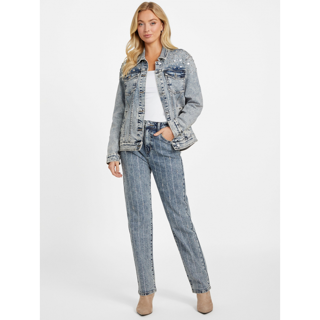'Arielle Embellished Denim Jacket' pour Femmes