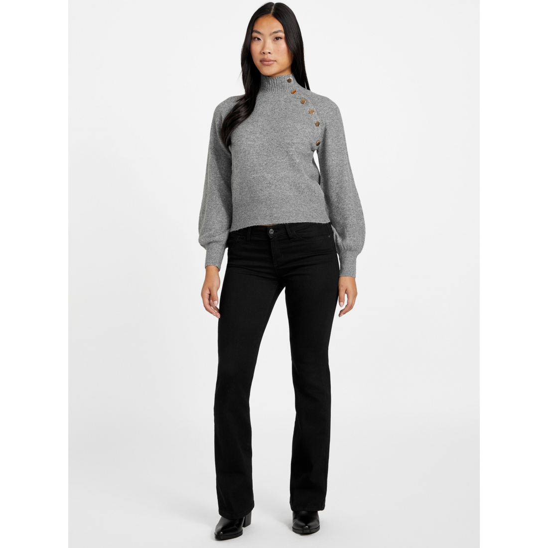 'Angela Asymmetrical Button Sweater' für Damen