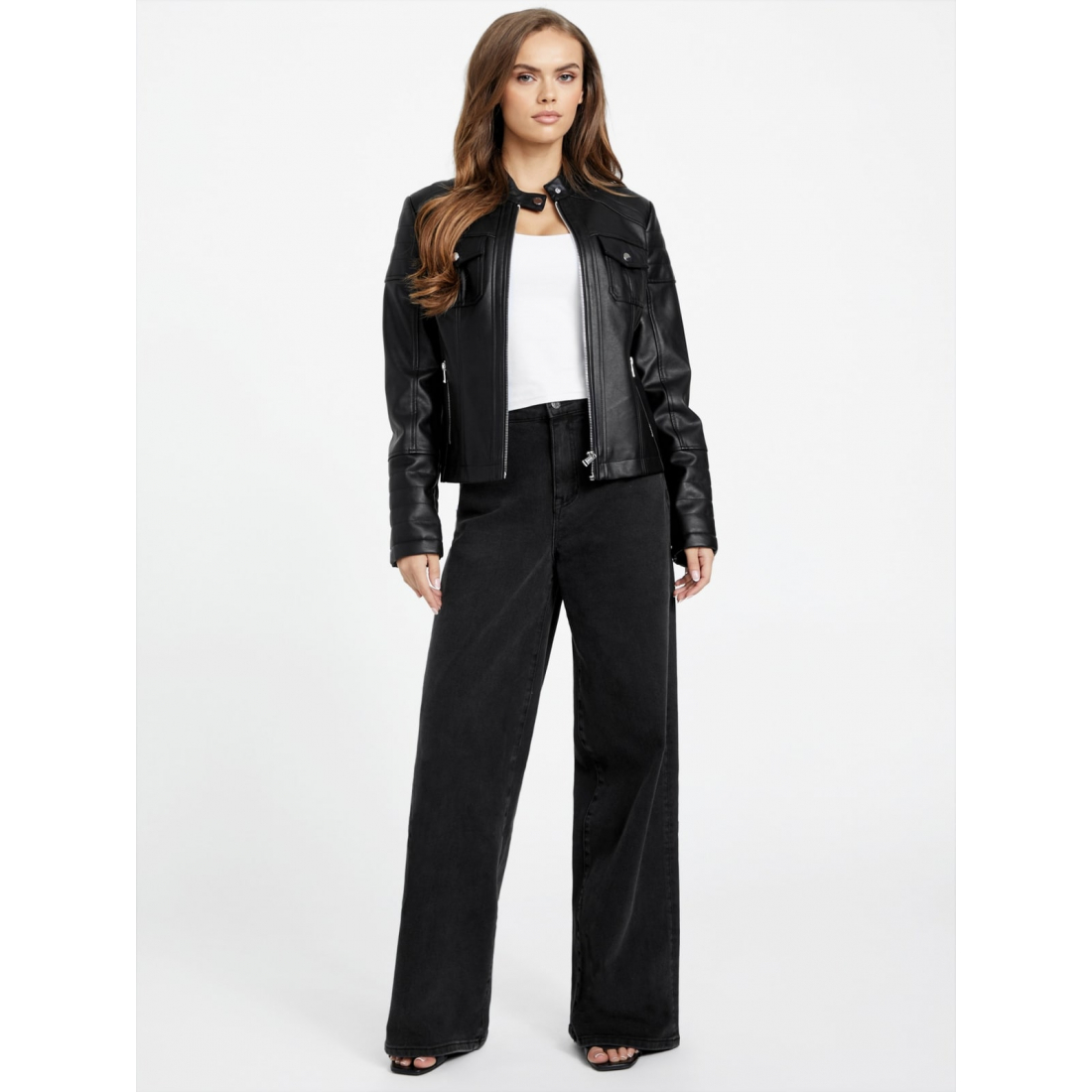 'Danelle Faux-Leather Moto Jacket' pour Femmes