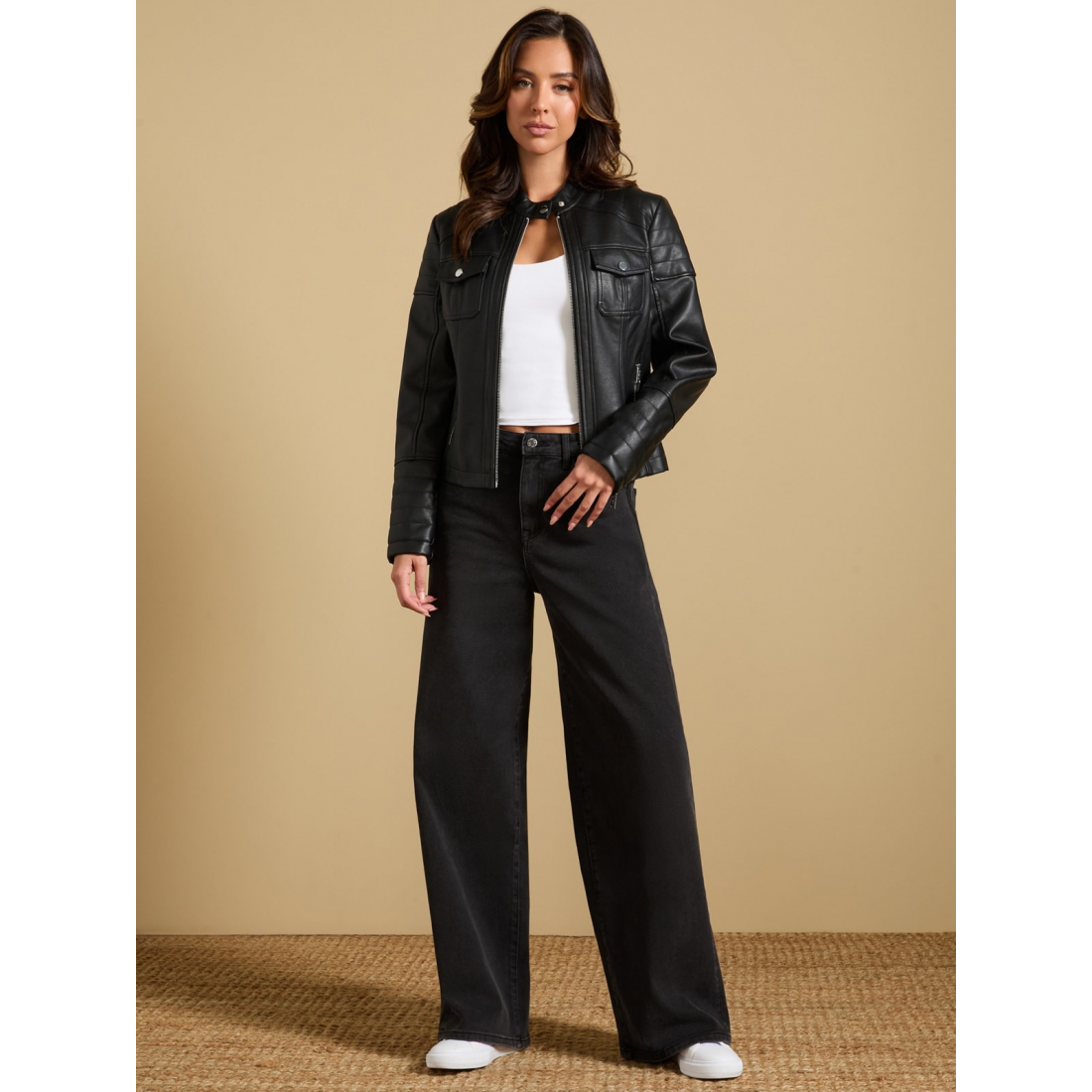 'Danelle Faux-Leather Moto Jacket' pour Femmes