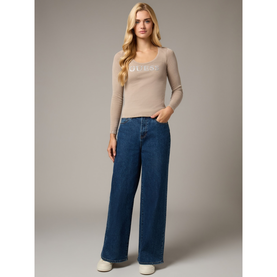 'Pepper Ribbed Logo Top' für Damen