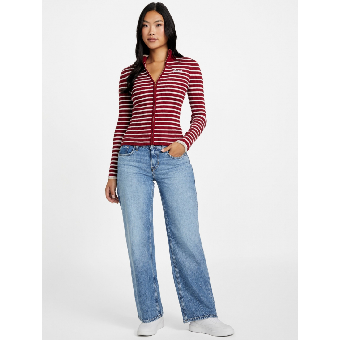 'Zinnia Striped Zip Sweater' pour Femmes