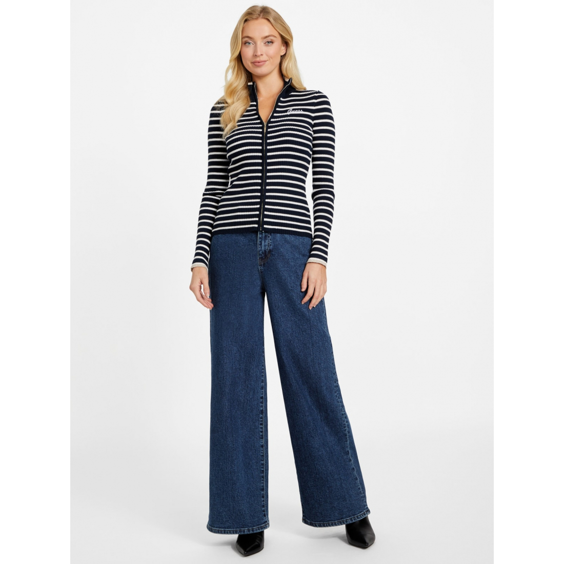 'Zinnia Striped Zip Sweater' pour Femmes