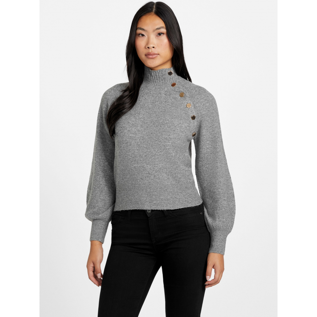 'Angela Asymmetrical Button Sweater' für Damen