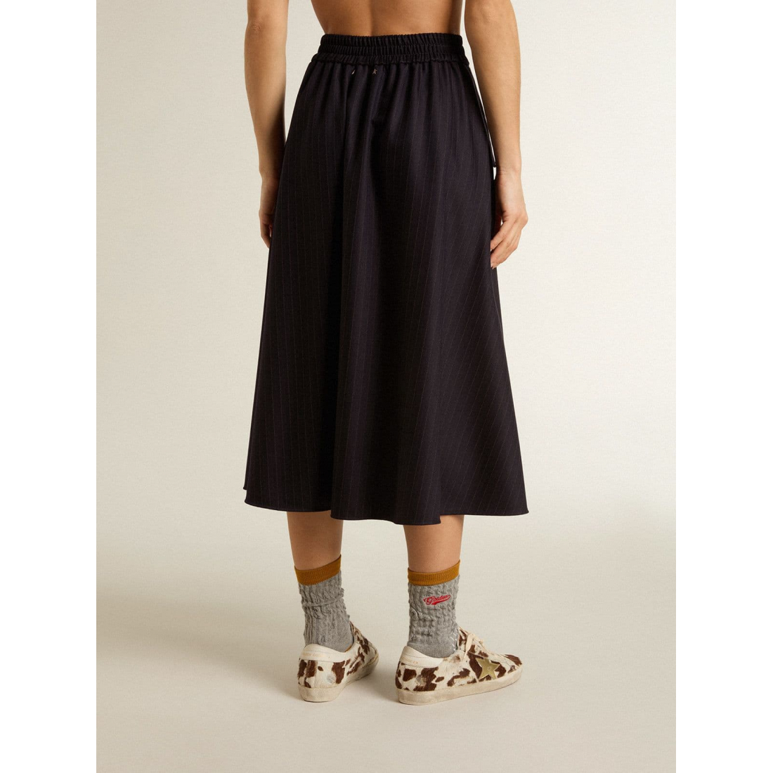 Women's 'Pinstriped Logo-Detail' Midi Skirt