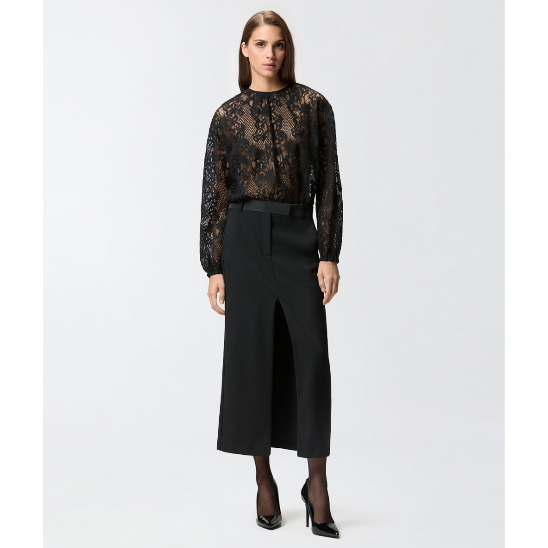 Women's 'Lace-Pattern Long-Sleeve' Bodysuit