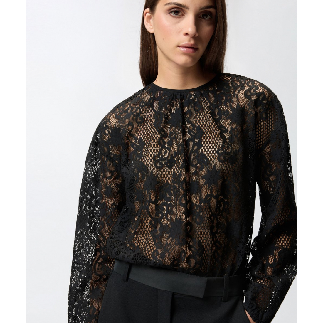 Women's 'Lace-Pattern Long-Sleeve' Bodysuit