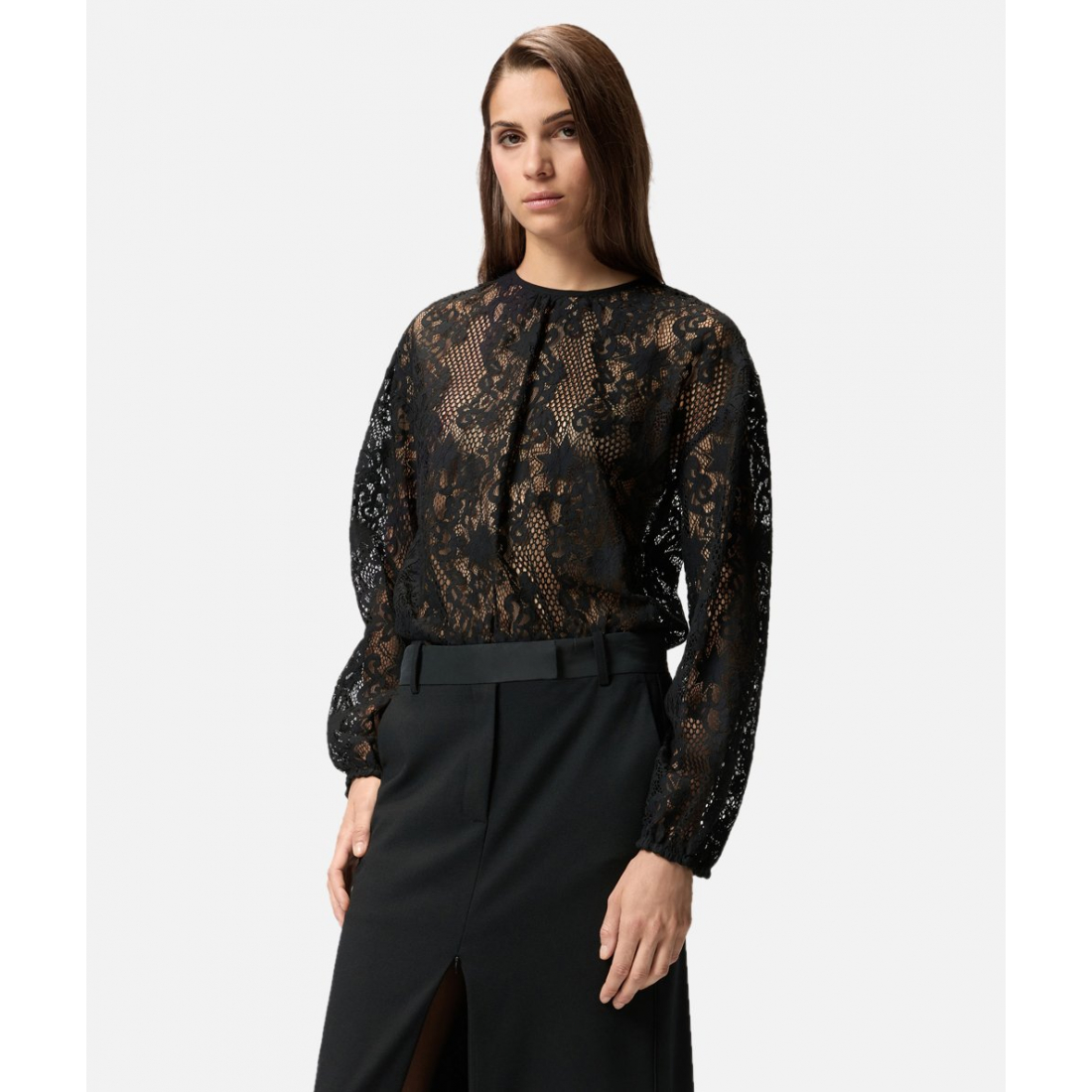 Women's 'Lace-Pattern Long-Sleeve' Bodysuit