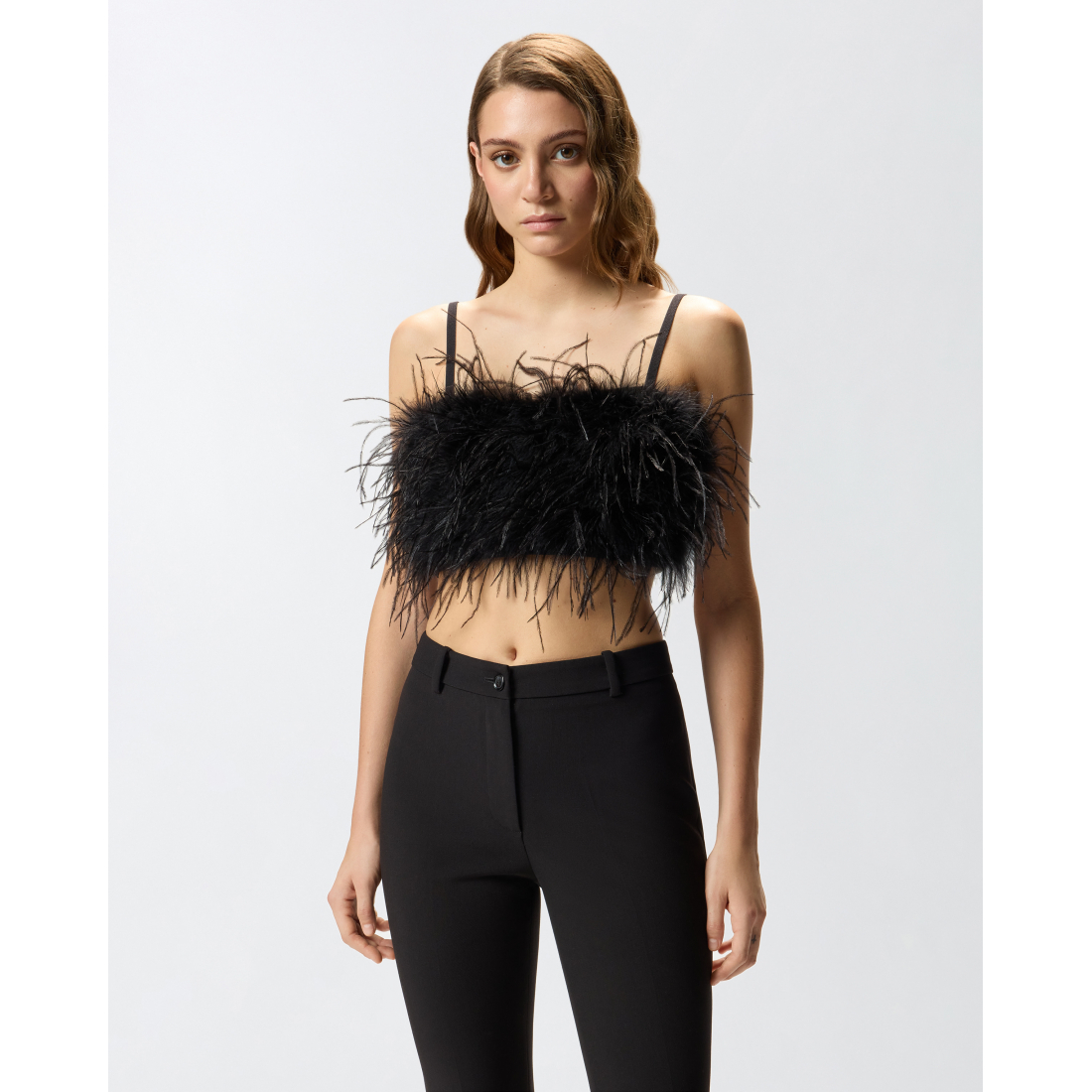 Crop Top 'Feather-Embellished' pour Femmes