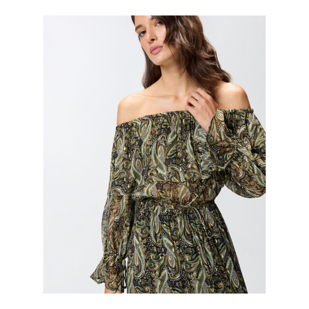 Robe à épaules dénudées 'Paisley-Print Off-Shoulder' pour Femmes
