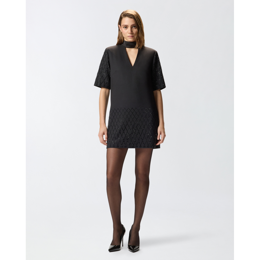 Robe mini 'Embellished Short-Sleeve' pour Femmes