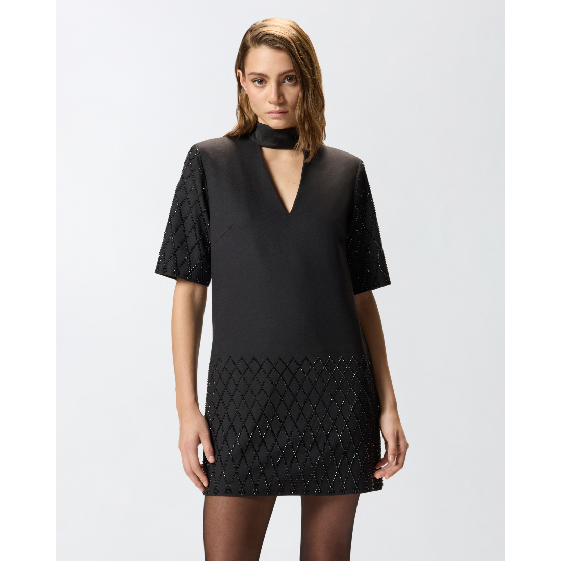 Robe mini 'Embellished Short-Sleeve' pour Femmes