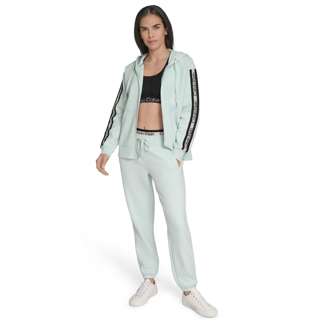 'Fleece Logo Tape Hoodie Jacket' pour Femmes
