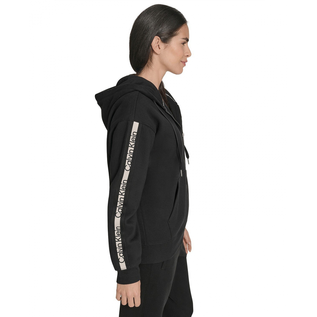 'Fleece Logo Tape Hoodie Jacket' pour Femmes