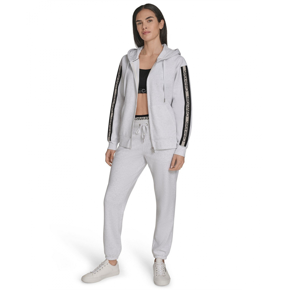 'Fleece Logo Tape Hoodie Jacket' pour Femmes