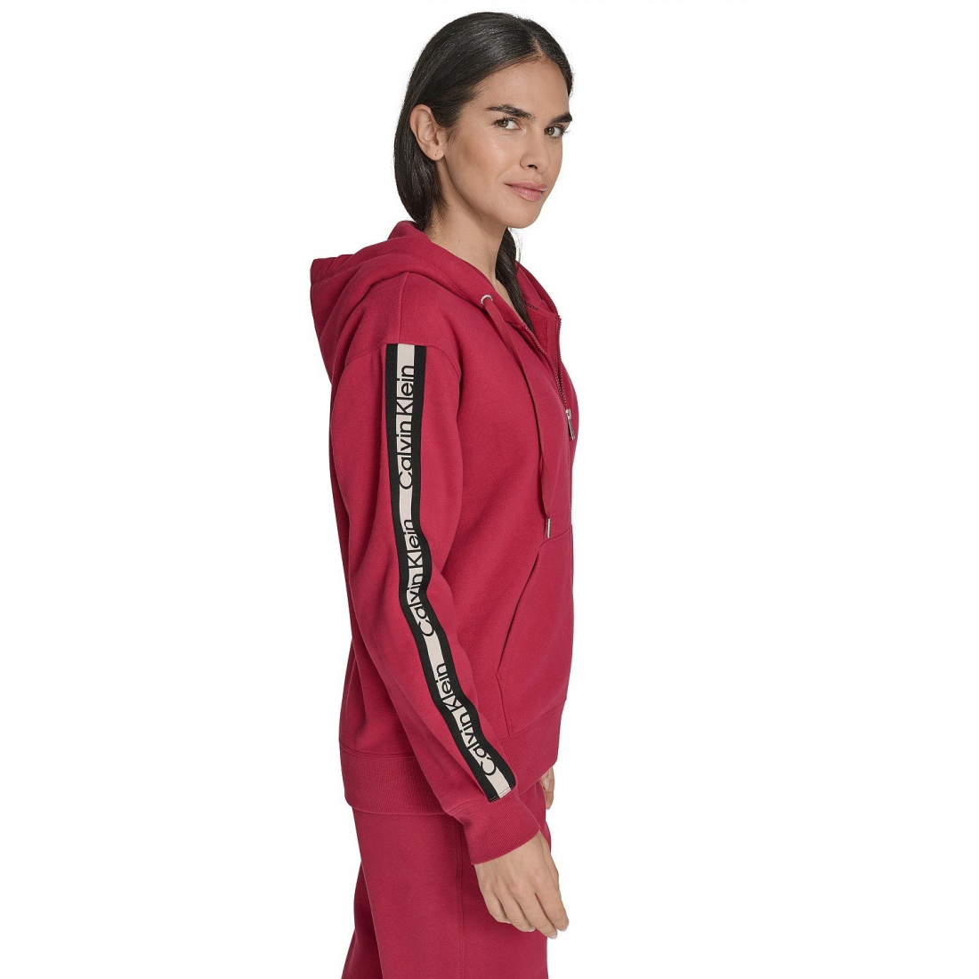 'Fleece Logo Tape Hoodie Jacket' pour Femmes