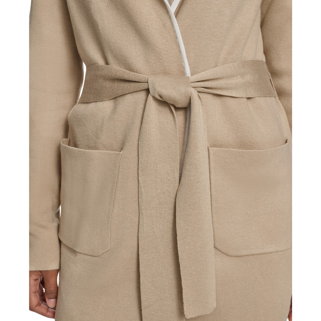 Women's 'Tie-Waist Contrast Collar Sweater'