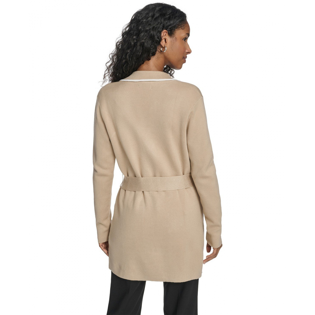 Women's 'Tie-Waist Contrast Collar Sweater'