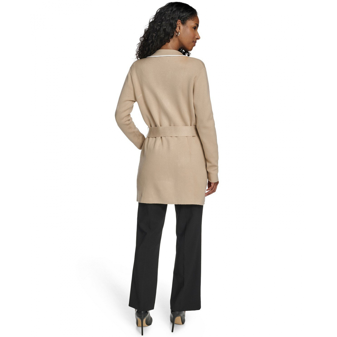 Women's 'Tie-Waist Contrast Collar Sweater'