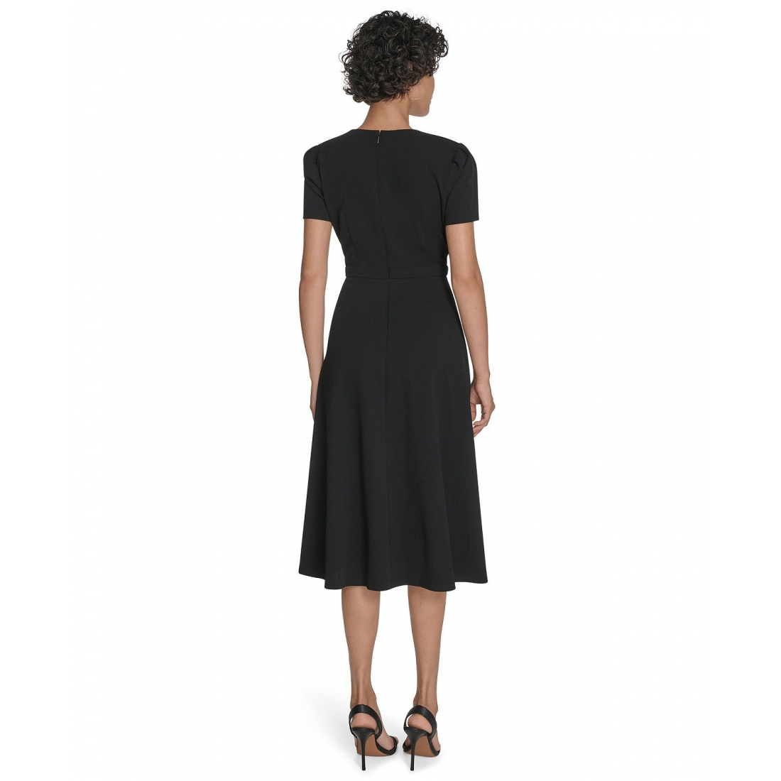 'Short Sleeve Ruched Midi Dress' pour Femmes