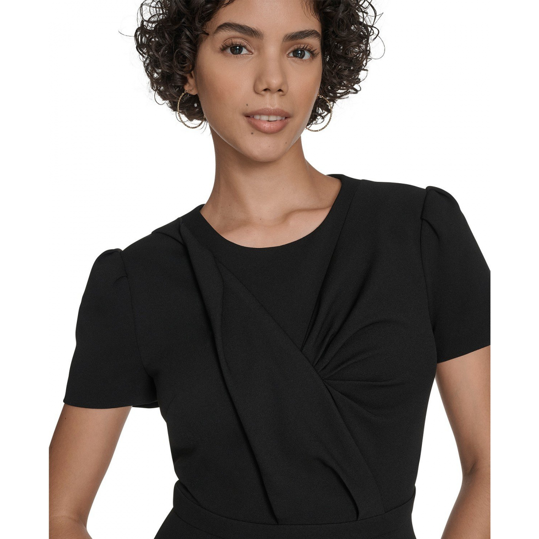 'Short Sleeve Ruched Midi Dress' pour Femmes
