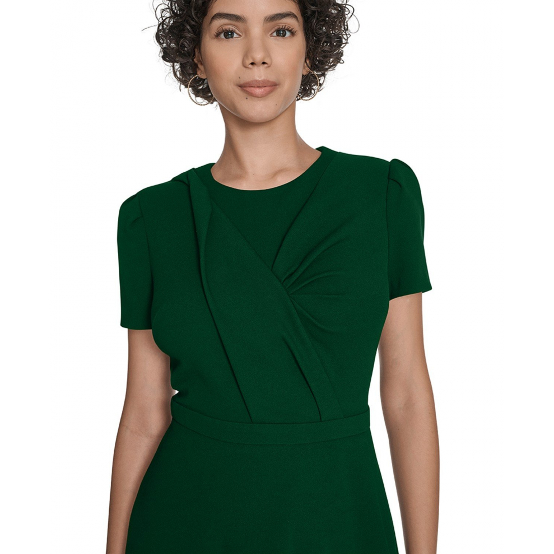 'Short Sleeve Ruched Midi Dress' pour Femmes