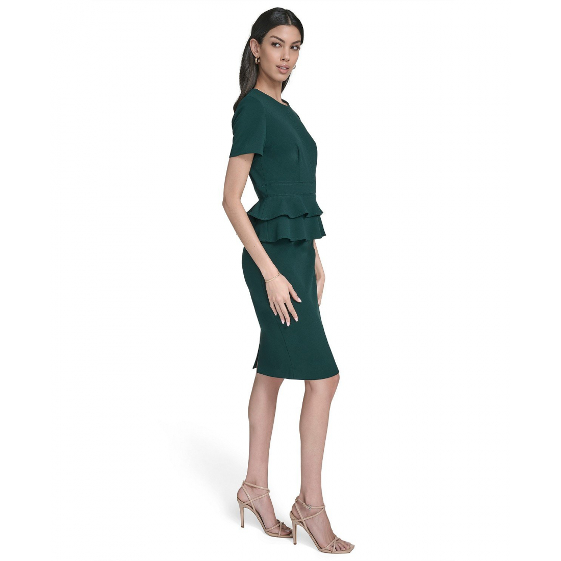 'Short Sleeve Peplum Sheath Dress' pour Femmes