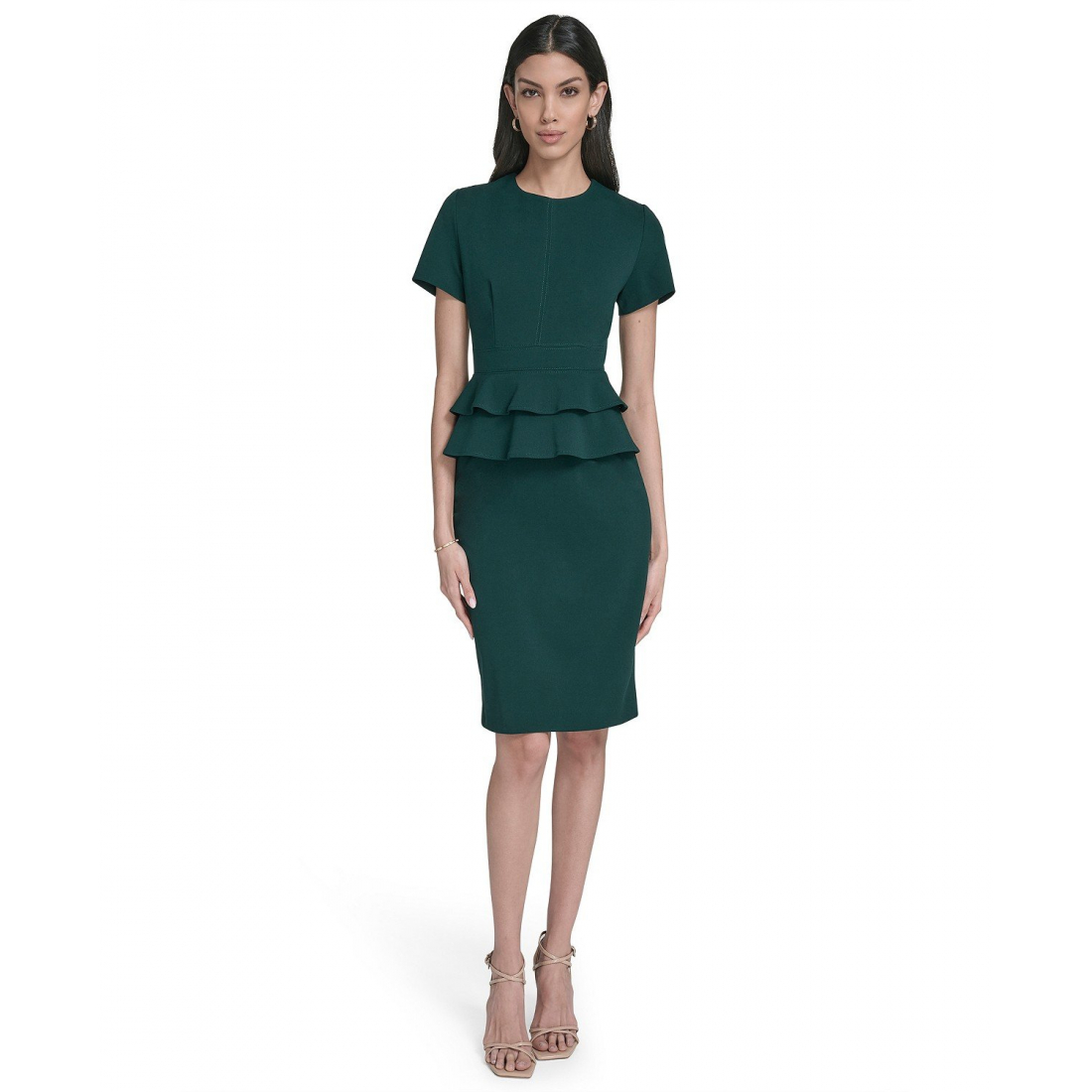 'Short Sleeve Peplum Sheath Dress' pour Femmes