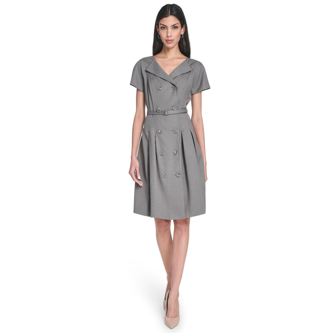 'Belted V-Neck Coat Dress' pour Femmes