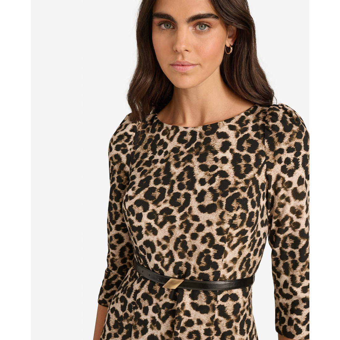 'Belted Animal Midi Dress' pour Femmes