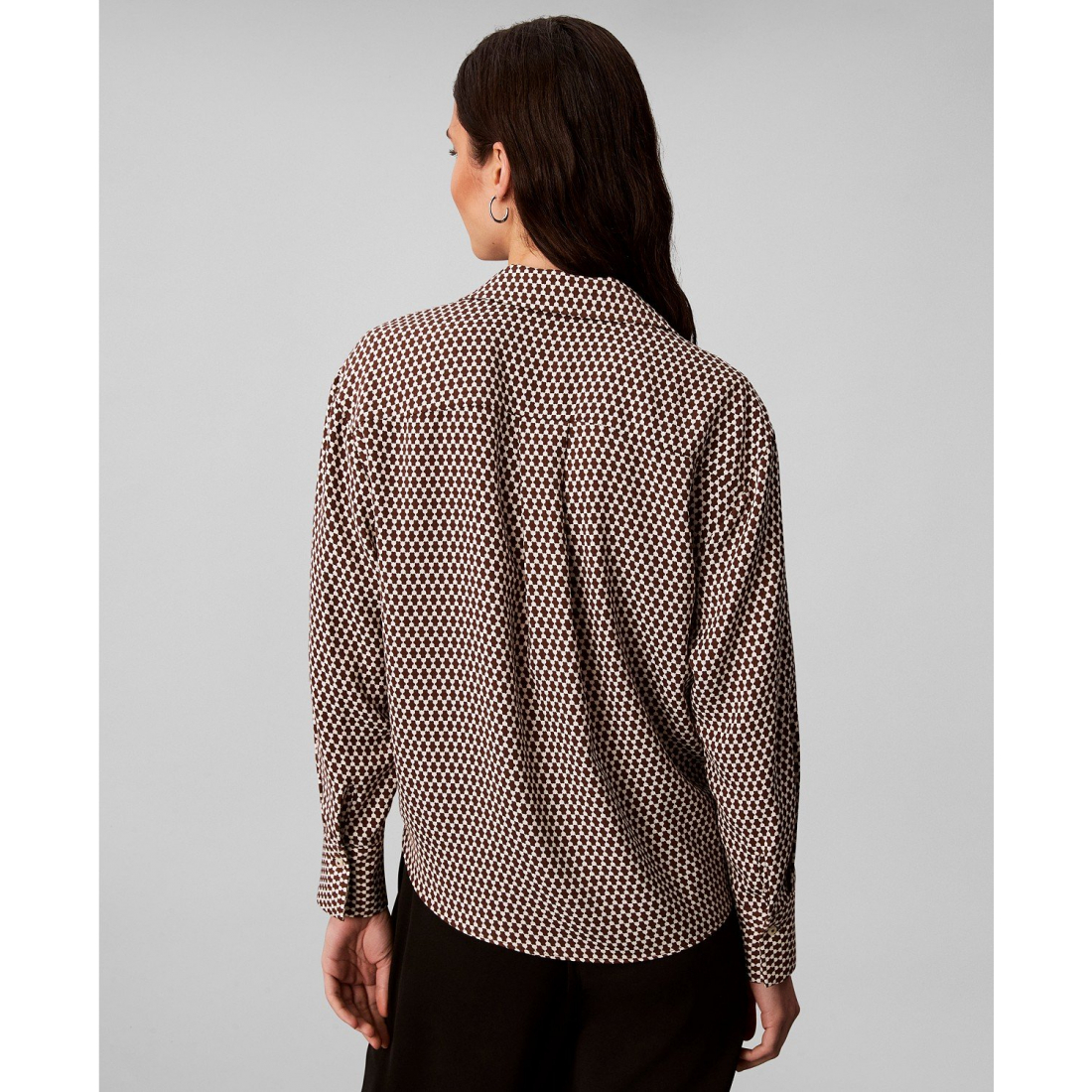 'Long Sleeve Printed Faux Wrap Top' pour Femmes