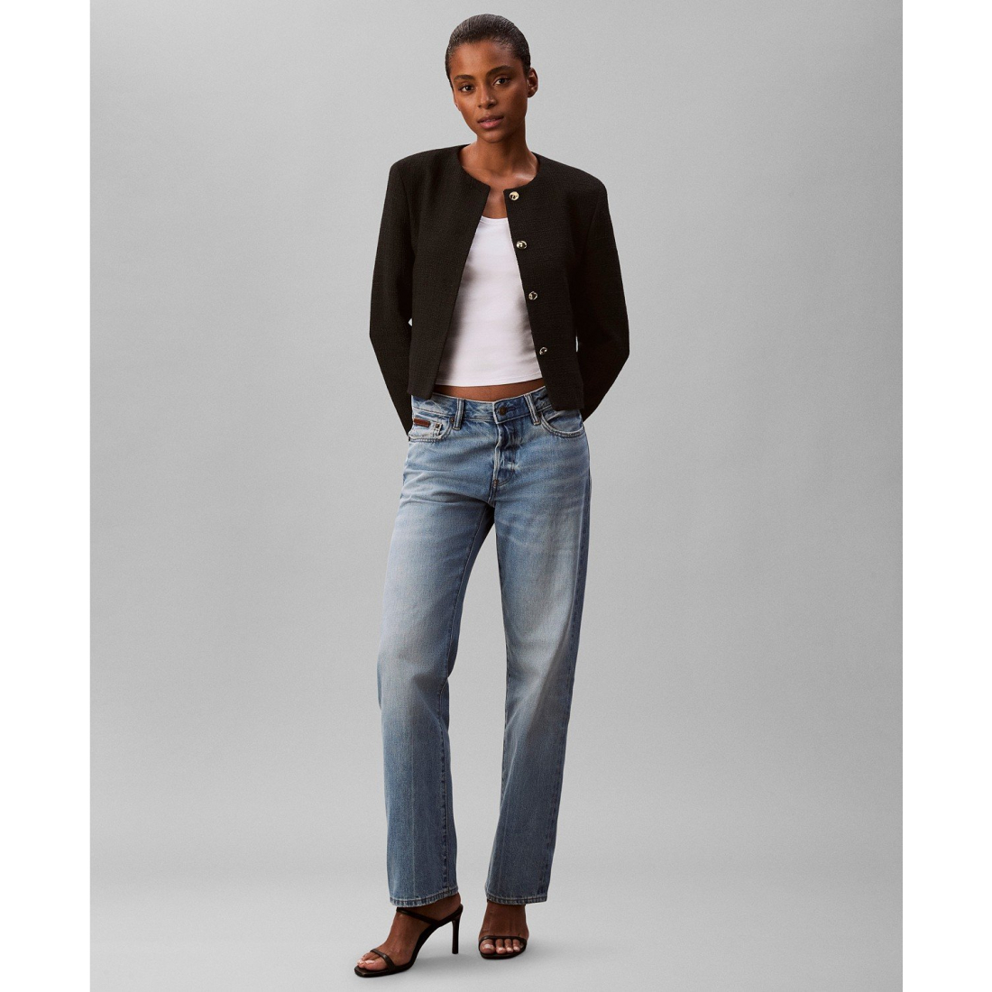 'Long Sleeve Tweed Jacket' pour Femmes