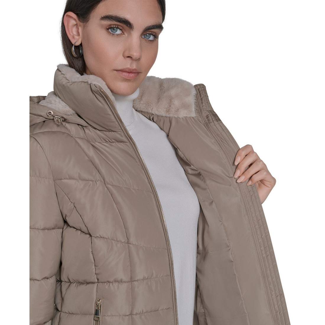 'Stand Collar Lined Puffer Jacket' pour Femmes